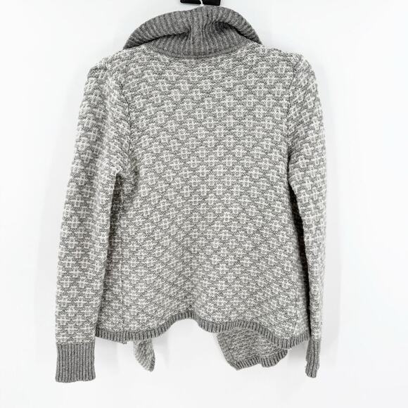 Loft Gray Wool Blend Open Front Knit Cardigan Women's Size Medium FLAWED - Picture 2 of 13